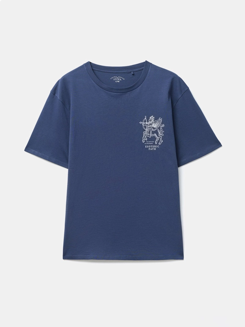 POLERA MANGA CORTA ALGODÓN HOMBRE SFERA AZUL - 5
