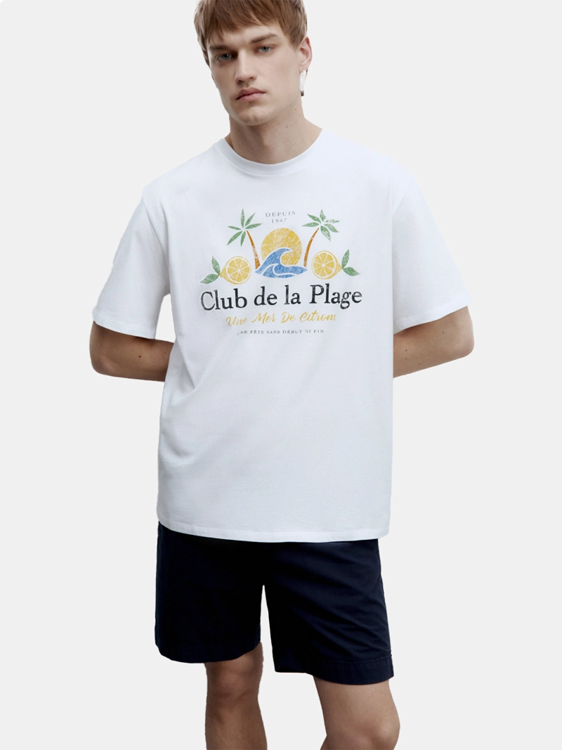 POLERA MANGA CORTA ALGODÓN HOMBRE SFERA BLANCO - 1