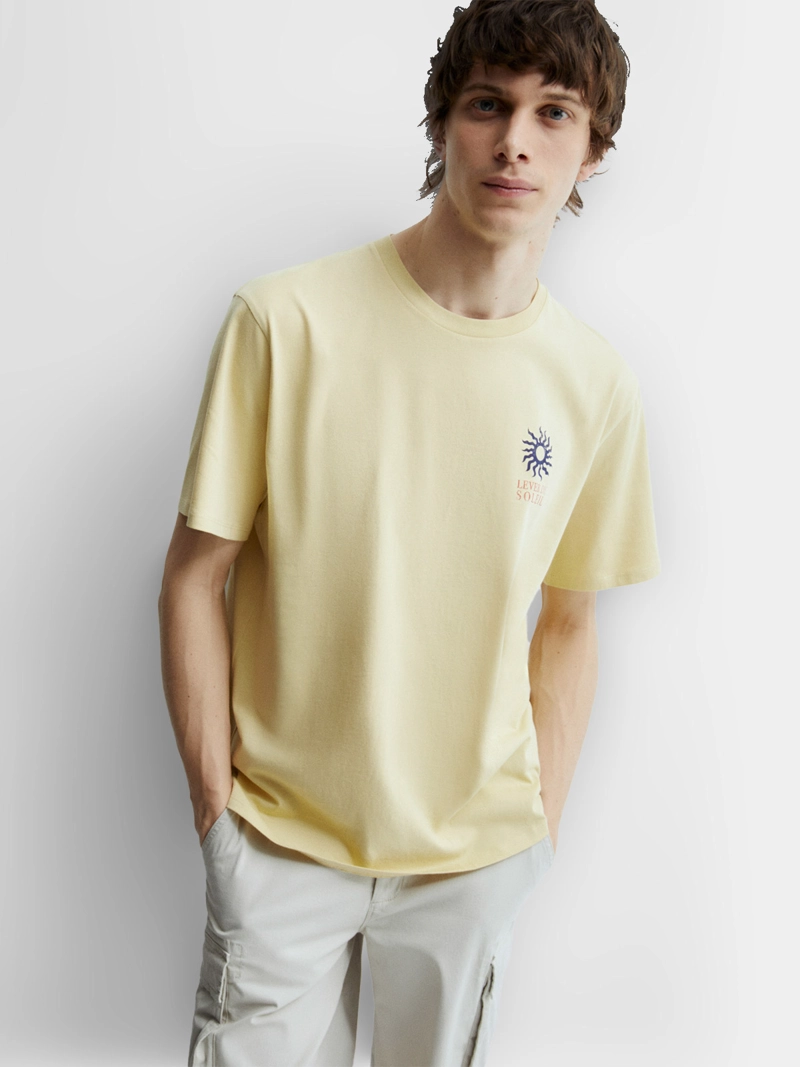 POLERA MANGA CORTA ALGODÓN HOMBRE SFERA AMARILLO - 1
