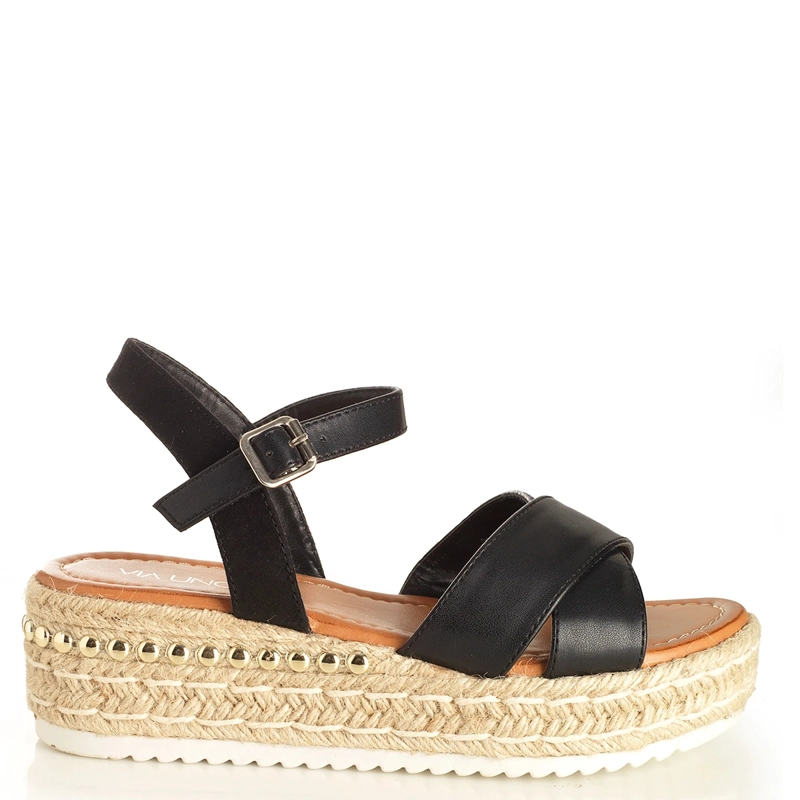 SANDALIAS MUJER VIA UNO NEGRO 22642614 - 1