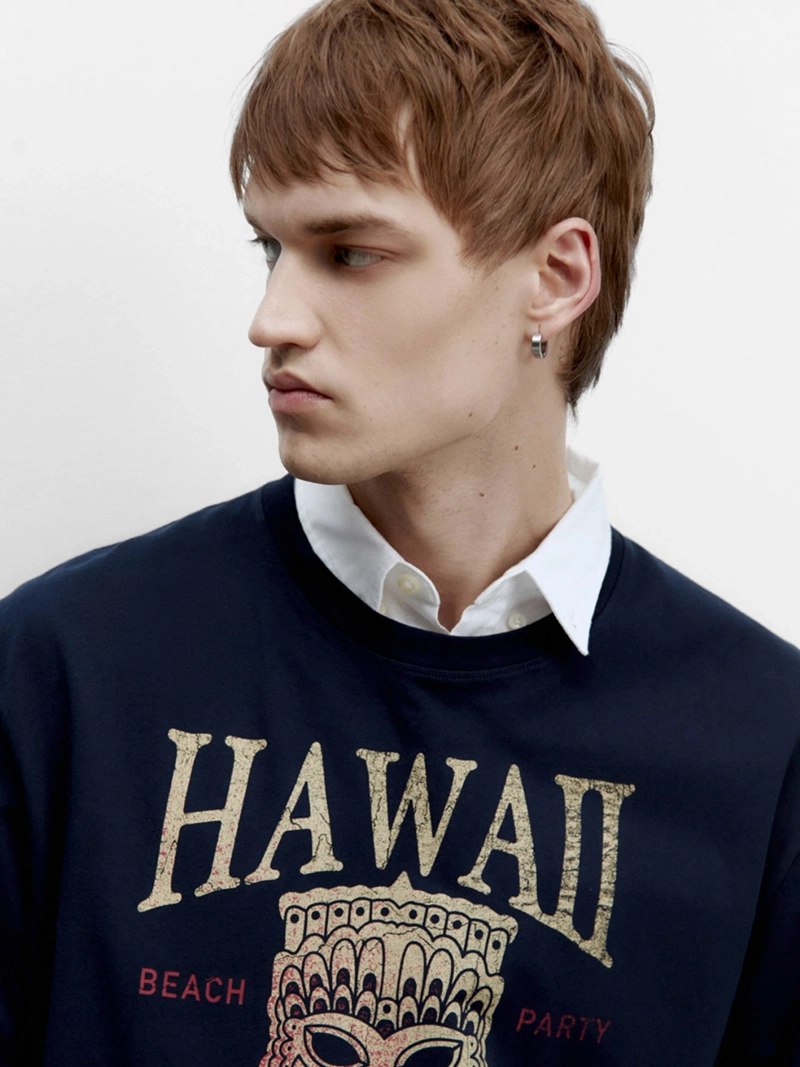 POLERA MANGA CORTA ALGODÓN HOMBRE SFERA AZUL - 2
