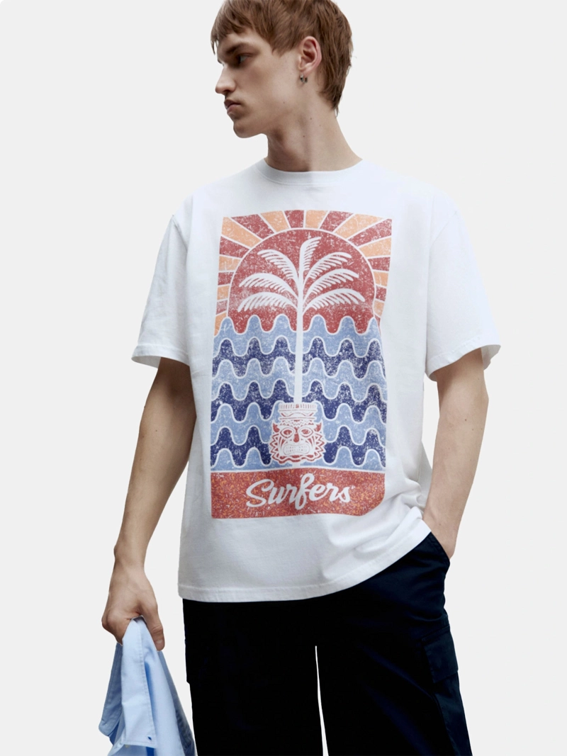 POLERA MANGA CORTA ALGODÓN HOMBRE SFERA BLANCO - 1