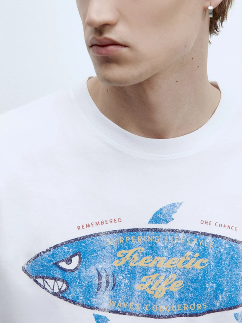 POLERA MANGA CORTA ALGODÓN HOMBRE SFERA BLANCO - 3