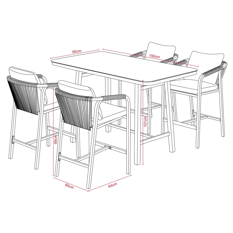 JUEGO BAR RIPLEY HOME MARBELLA 4S GRAFITO - 10