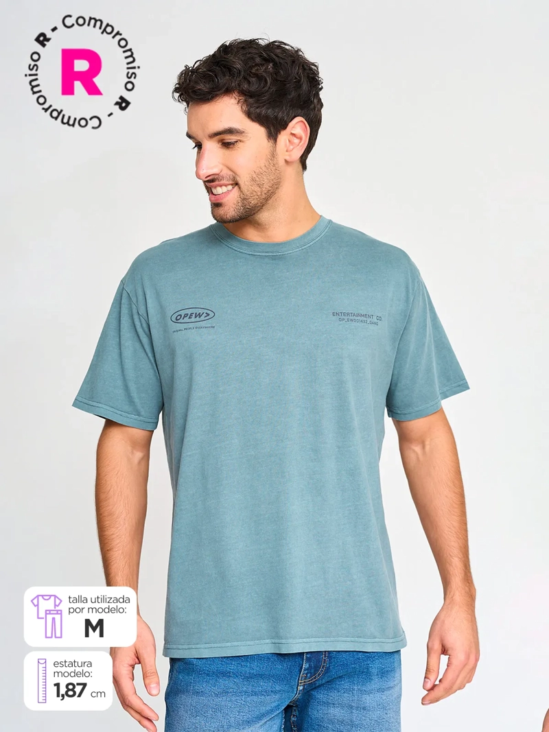 POLERA HOMBRE INDEX ALGODÓN MANGA CORTA BÁSICA LAVADA - 1
