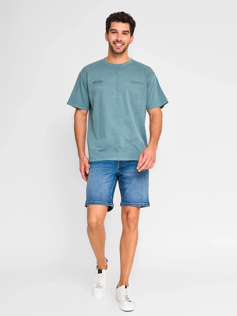 POLERA HOMBRE INDEX ALGODÓN MANGA CORTA BÁSICA LAVADA - 4