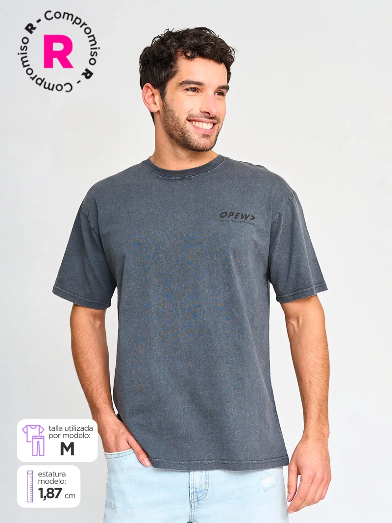 POLERA HOMBRE INDEX ALGODÓN MANGA CORTA BÁSICA LAVADA - 1