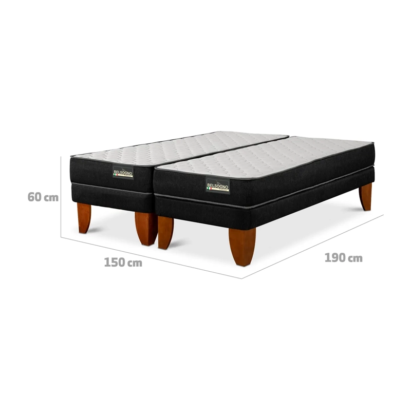 CAMA BELSOGNO EUROPEA 2 PLAZAS NEGRO DÚPLEX LITE - 3