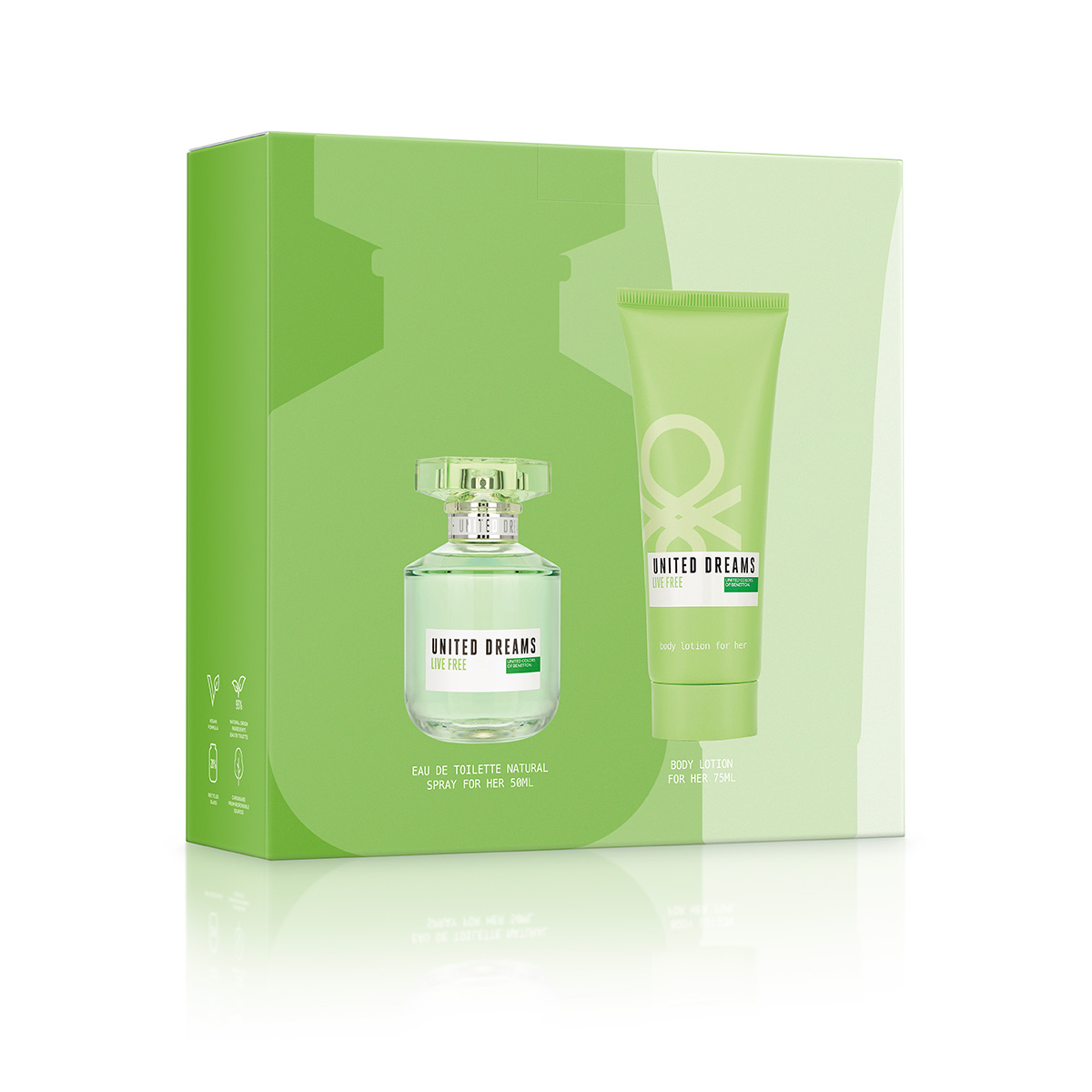 PERFUME BENETTON UNITED DREAMS LIVE FREE MUJER EDT 50 ML + LOCIÓN CORPORAL 75 ML - 2