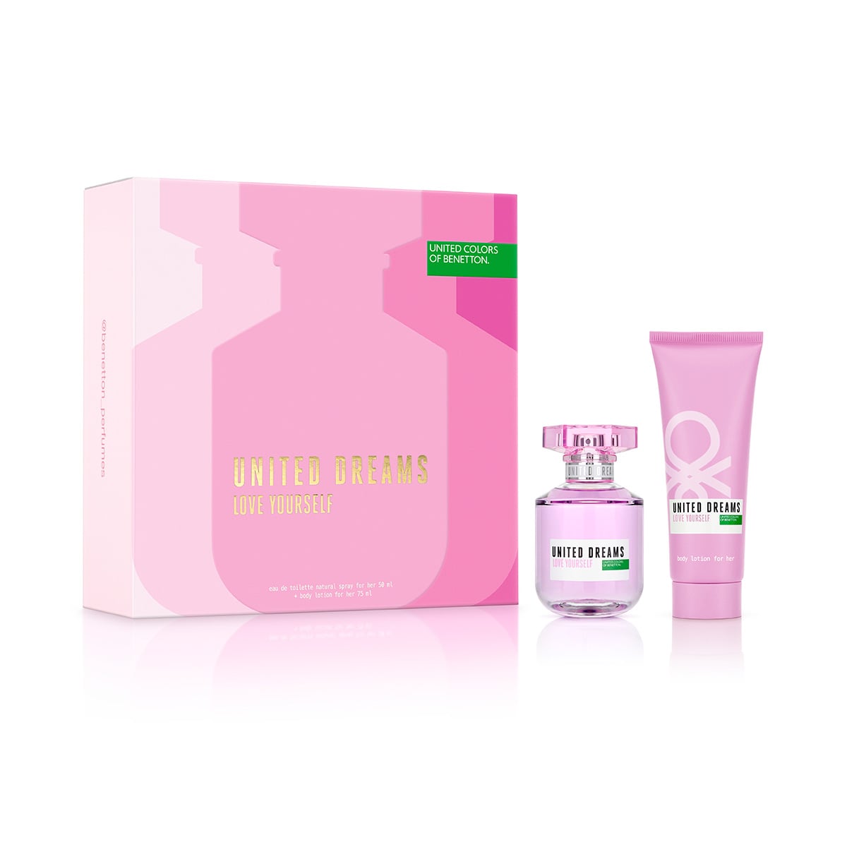 PERFUME BENETTON UNITED DREAMS LOVE YOURSELF MUJER EDT 50 ML + LOCIÓN CORPORAL 75 ML - 1