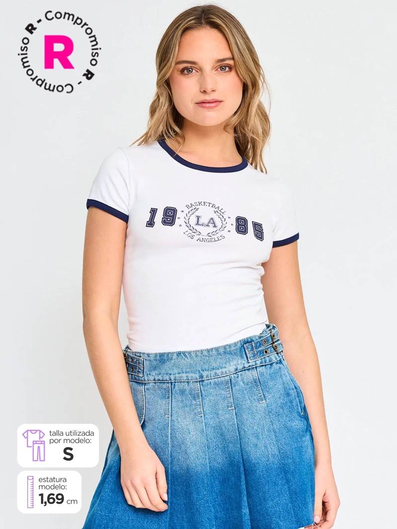 POLERA MANGA CORTA ALGODÓN MUJER INDEX ESTAMPADO - 1