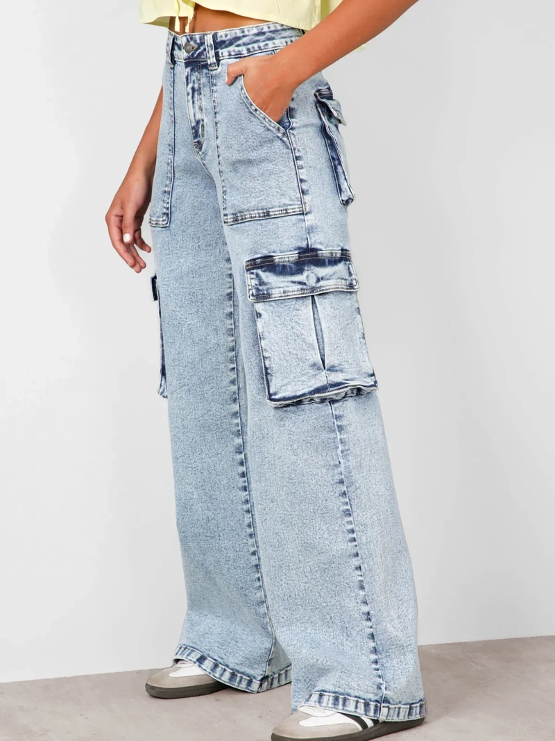 PANTALÓN ALGODÓN BAGGY MUJER RAINDOOR AZUL - 2