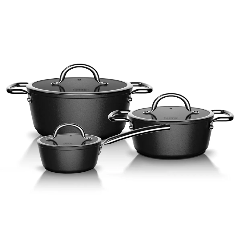BATERÍA COCINA WENS BLACK 1,3 + 2,2 + 4 6 PIEZAS - 1