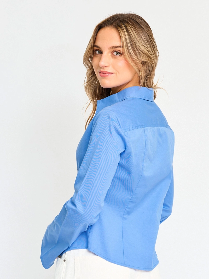 BLUSA MANGA LARGA ALGODÓN MUJER INDEX ENTALLADA - 3