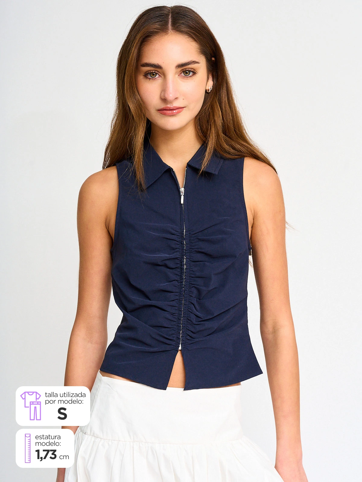 BLUSA MUJER INDEX ALGODÓN CUELLO POLO SIN MANGAS CIERRE - 1