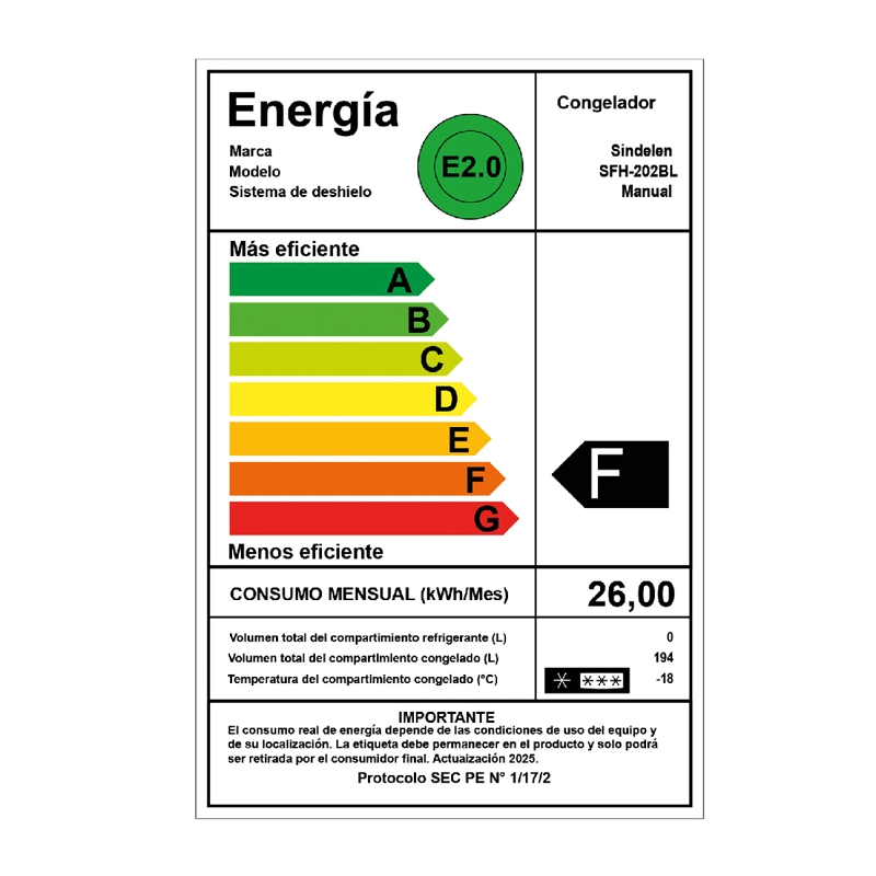 CONGELADOR HORIZONTAL SINDELEN SFH-202BL 194L FRÍO DUAL BLANCO - 4