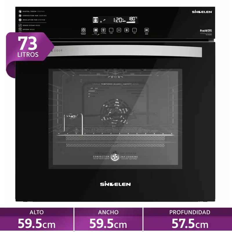 HORNO ELÉCTRICO SINDELEN EMPOTRABLE 73 LT AIR FRYER HE-7600NG