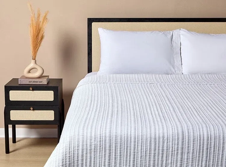 CUBRECAMA MAISON LINETT STITCHING WHITE KING BLANCO - 1