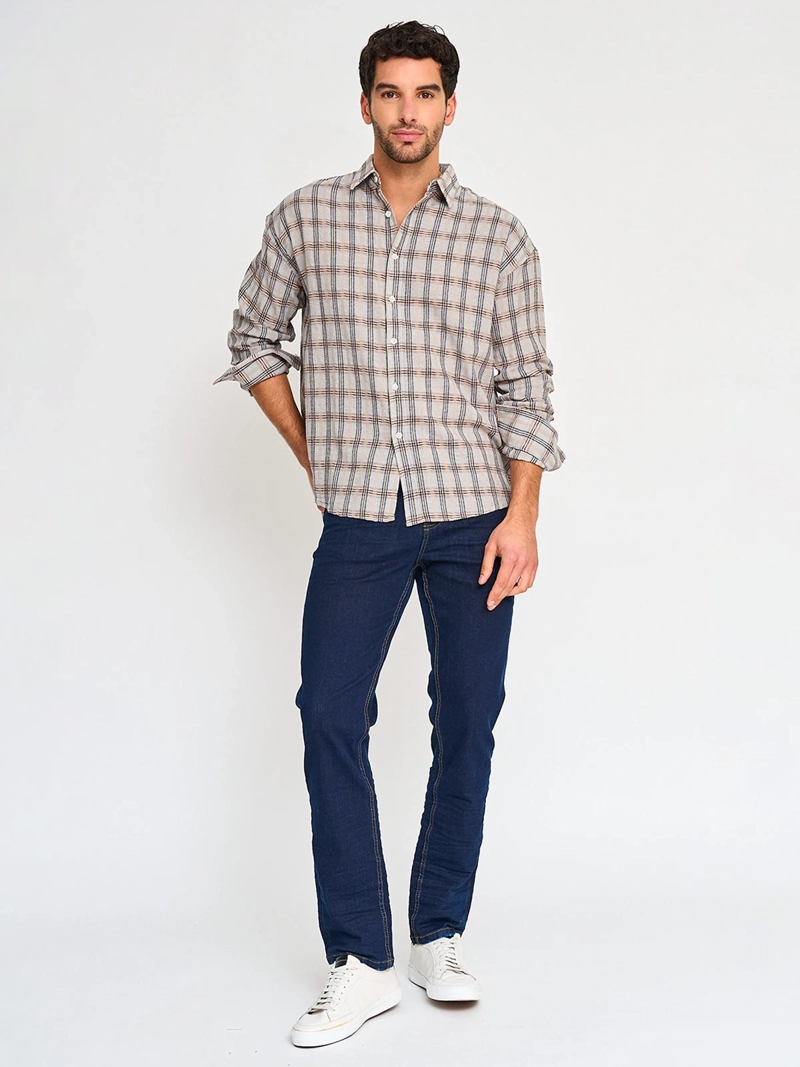 CAMISA HOMBRE INDEX ALGODÓN MANGA LARGA CUADROS - 4