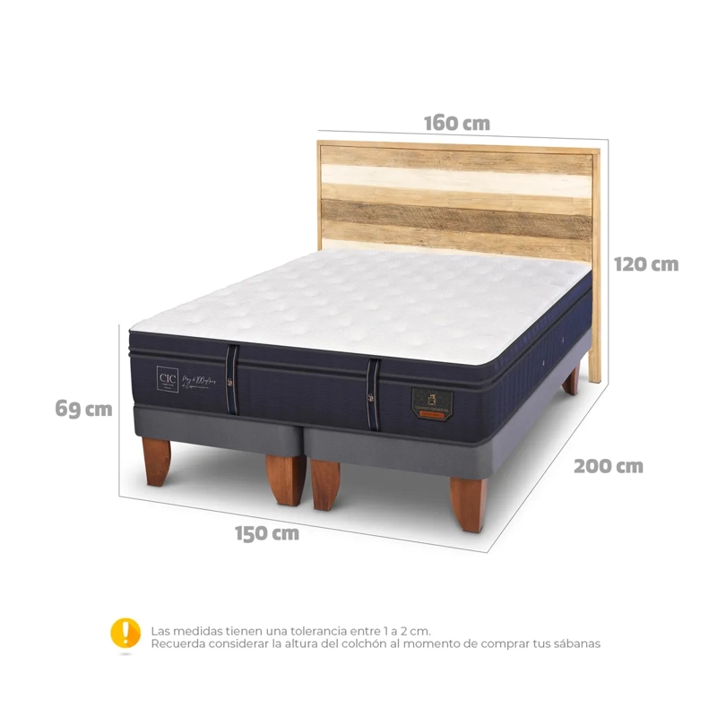 CAMA CIC EUROPEA BD 2 PLAZAS + RESPALDO LOIRA GRAND PREMIUM - 3