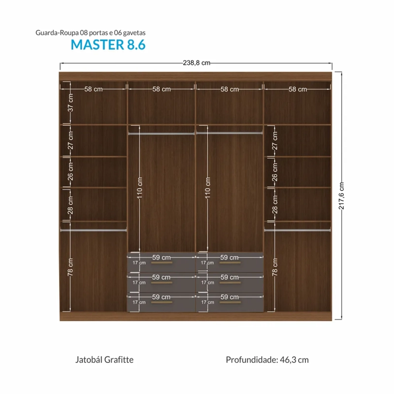 CLÓSET ALTAVISION MASTER 8 PUERTAS 6 CAJONES GRAFITO - 4