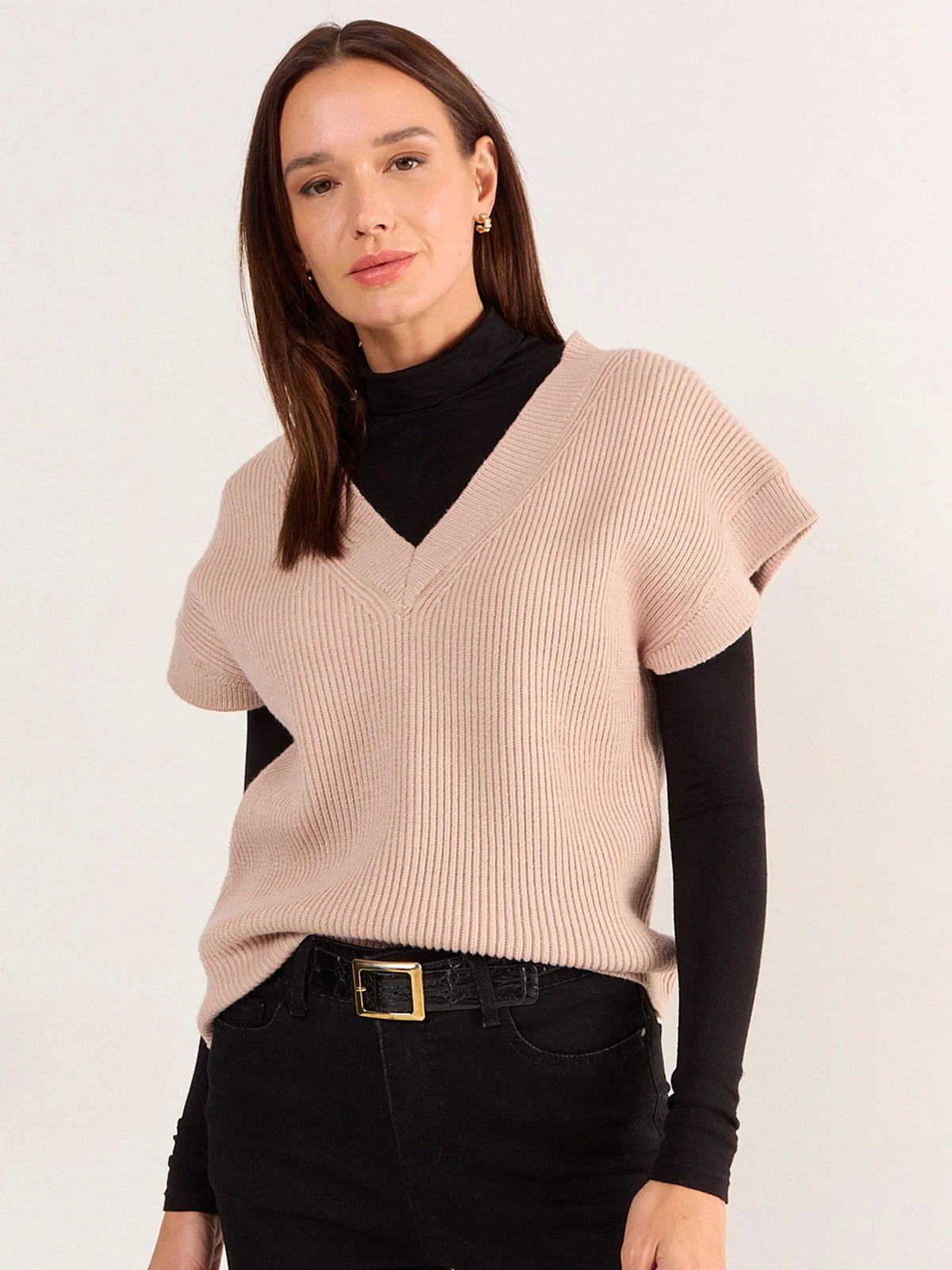 SWEATER MUJER MA GRIFFE LANA ESCOTE EN V SIN MANGAS - 3