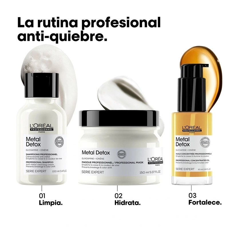 MINI MÁSCARA CABELLO LOREAL 150ML ANTI-QUIEBRE METAL DETOX - 7