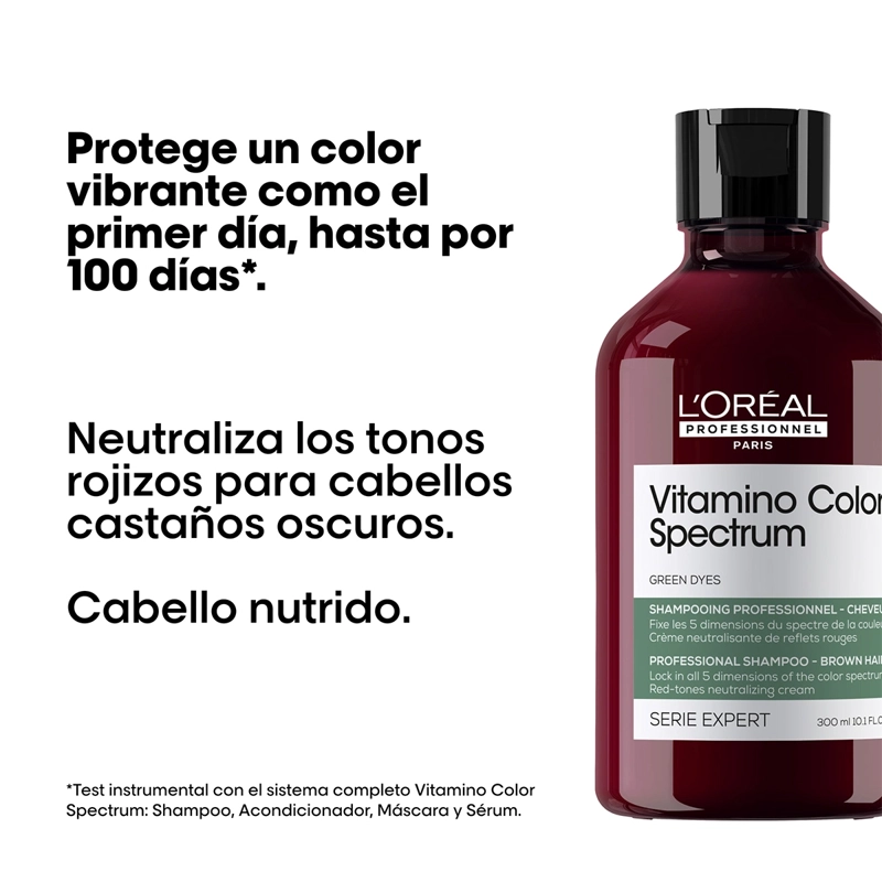 SHAMPOO LOREAL 300ML CUIDADO DEL COLOR MATIZADOR VERDE VITAMINO COLOR SPECTRUM - 2