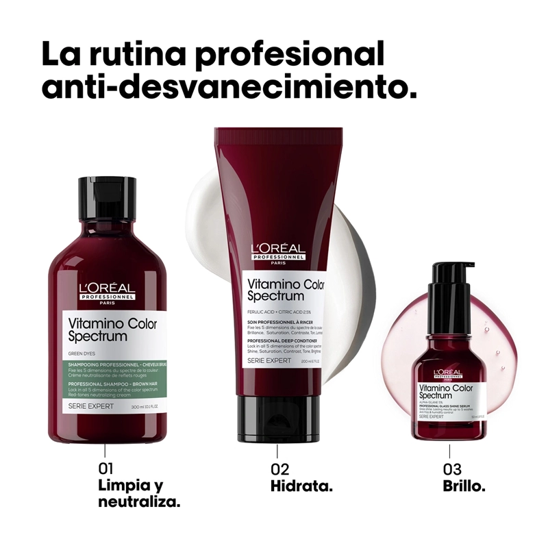 SHAMPOO LOREAL 300ML CUIDADO DEL COLOR MATIZADOR VERDE VITAMINO COLOR SPECTRUM - 5