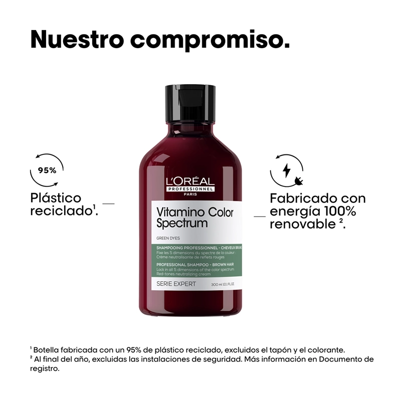 SHAMPOO LOREAL 300ML CUIDADO DEL COLOR MATIZADOR VERDE VITAMINO COLOR SPECTRUM - 6