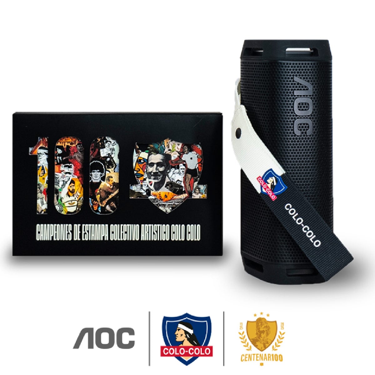 PARLANTE BLUETOOTH AOC CENTENARIO COLO-COLO NEGRO