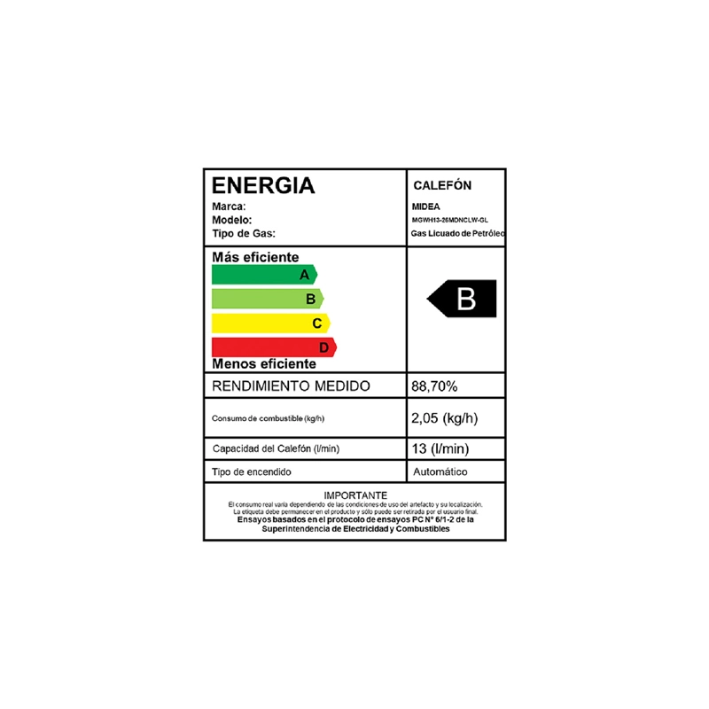 CALEFONT GAS LICUADO 13 LT MIDEA MGWH13-26MDN-GL - 10