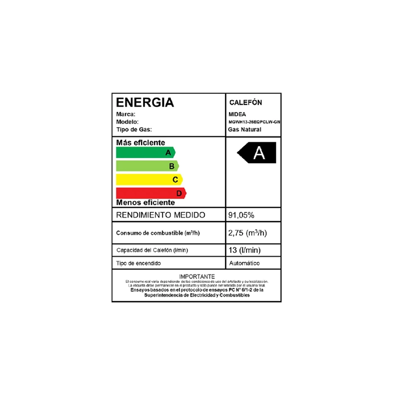 CALEFONT GAS LICUADO 13 LT MIDEA MGWH13-26EQP-GL - 10
