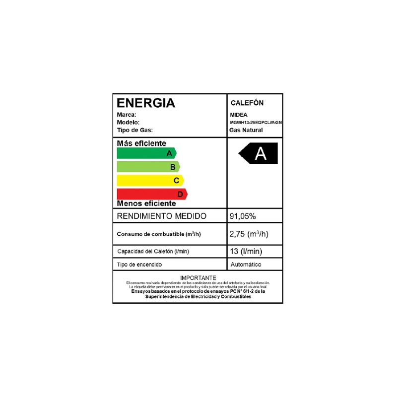 CALEFONT GAS NATURAL 13 LT MIDEA MGWH13-26EQP-GN - 10