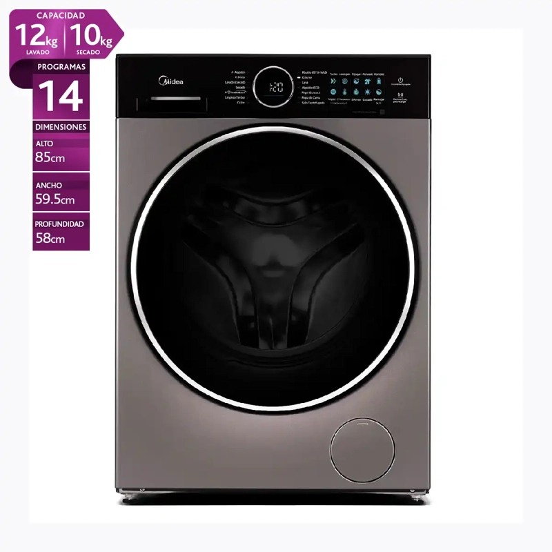 LAVADORA SECADORA MIDEA MF210D120WB/T 12KG/10KG GRAFITO - 1