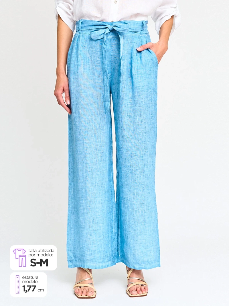 PANTALÓN MUJER CACHAREL LINO ITALIA  - 1
