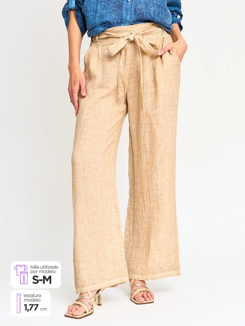 PANTALÓN MUJER CACHAREL LINO ITALIA  - 1