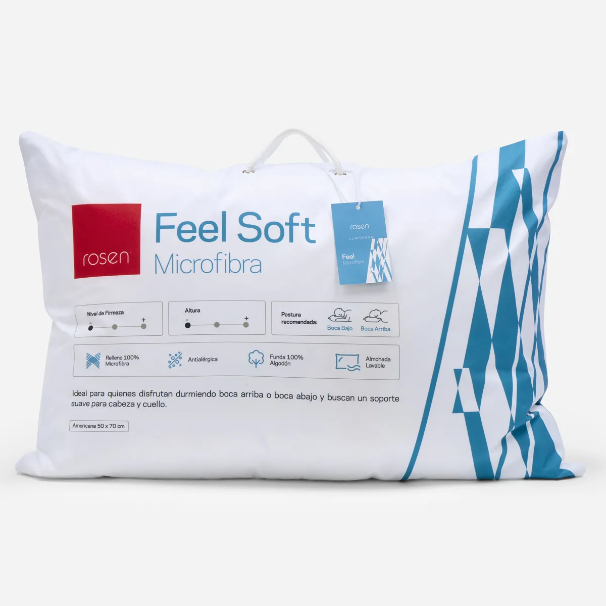 ALMOHADA ROSEN SOFT 70 X 50 CM BLANCO MICROFIBRA - 1