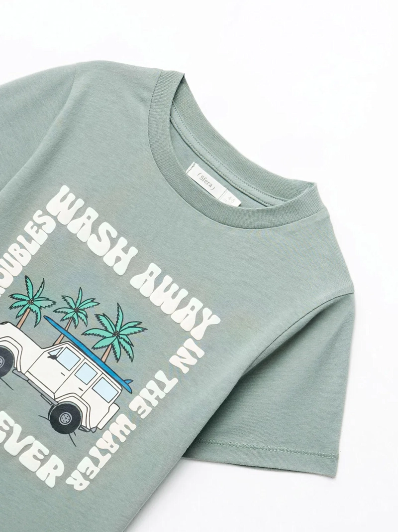 POLERA MANGA CORTA ALGODÓN NIÑO SFERA VERDE CARAVANA - 3