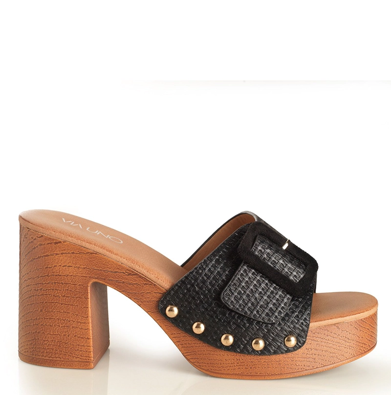 SANDALIAS MUJER VIA UNO NEGRO 22633616 - 1