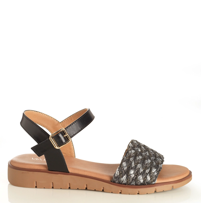 SANDALIAS MUJER VIA UNO NEGRO 22641608 - 1