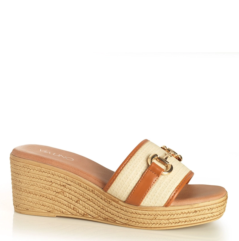 SANDALIAS MUJER VIA UNO BEIGE 22642611 - 1