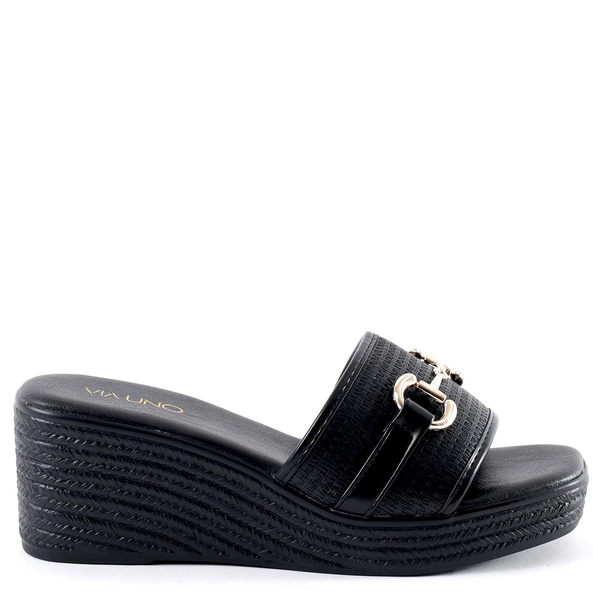 SANDALIAS MUJER VIA UNO NEGRO 22642611  - 1