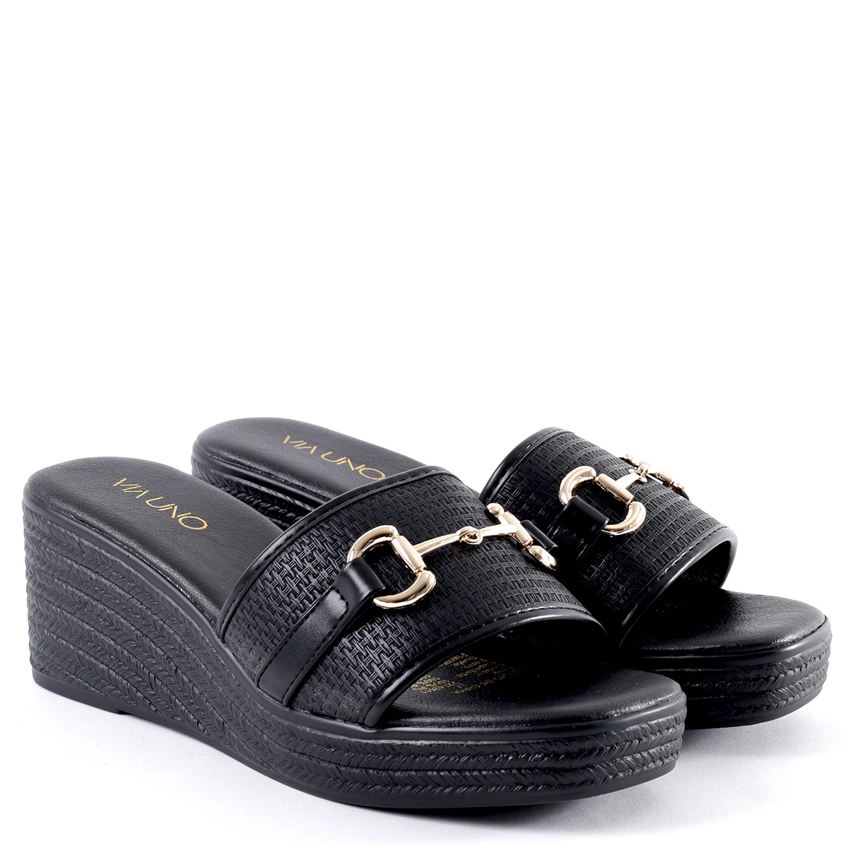 SANDALIAS MUJER VIA UNO NEGRO 22642611  - 2
