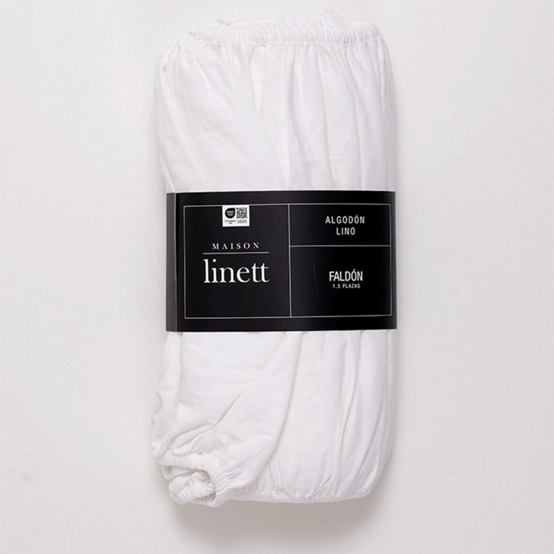 FALDÓN MAISON LINETT ELASTICADO LINO SÚPER KING BLANCO - 1