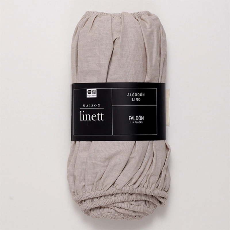 FALDÓN MAISON LINETT ELASTICADO LINO SÚPER KING TAUPE - 1