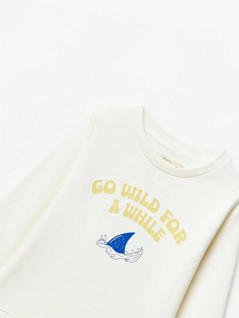 POLERÓN ALGODÓN NIÑO SFERA BLANCO BÁSICO PRINT - 3