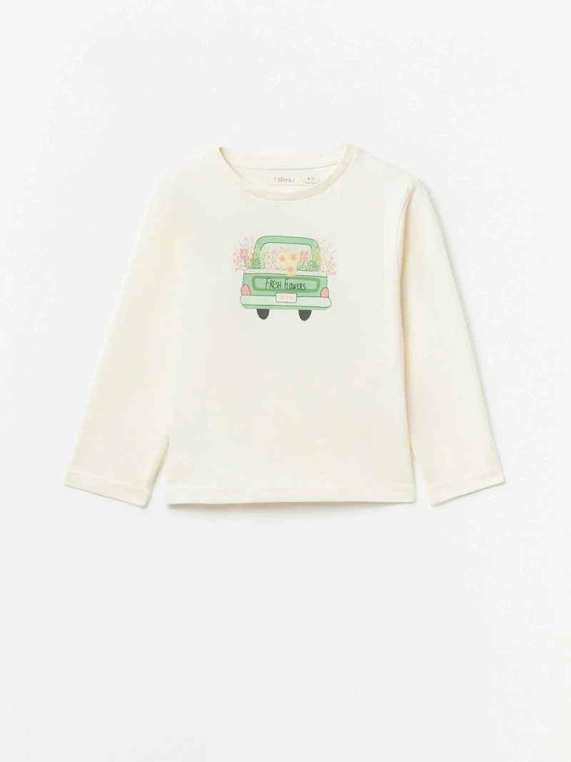 POLERA MANGA LARGA ALGODÓN NIÑA SFERA CRUDO - 1