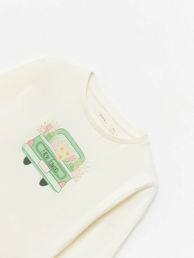 POLERA MANGA LARGA ALGODÓN NIÑA SFERA CRUDO - 3
