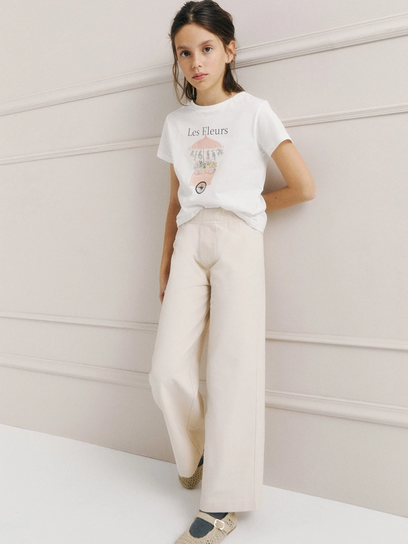 POLERA MANGA CORTA ALGODÓN NIÑA SFERA BLANCO POSICIONAL - 5